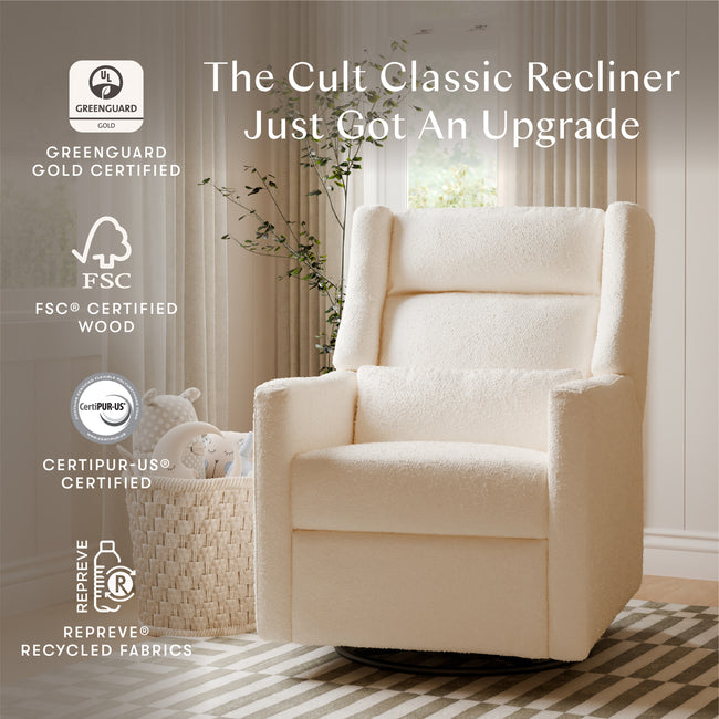 M11286PWB,Babyletto,Kiwi Plus Power Glider Recliner w/ Power Headrest in Performance Ivory Boucle