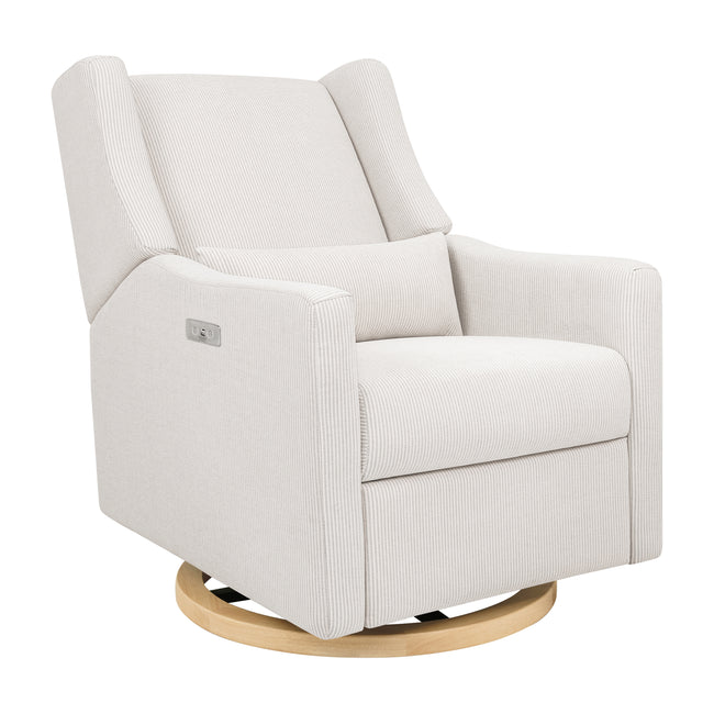 M11288FCSLB,Babyletto,Kiwi Glider Recliner w/ Electronic Control and USB in Fog Chatham Stripe Performance Eco-Weave w/LB