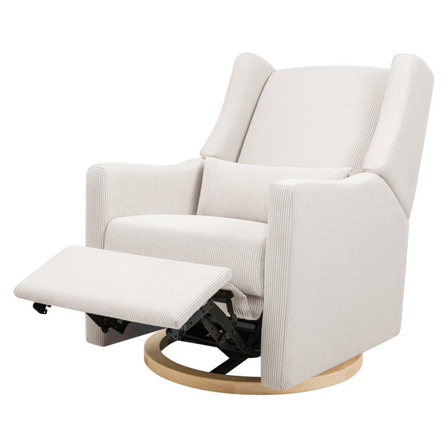 M11288FCSLB,Babyletto,Kiwi Glider Recliner w/ Electronic Control and USB in Fog Chatham Stripe Performance Eco-Weave w/LB