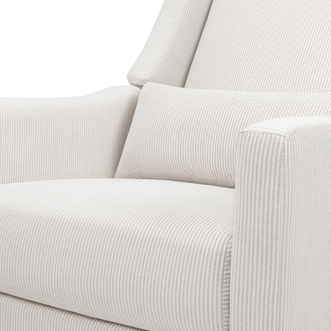 M11288FCSLB,Babyletto,Kiwi Glider Recliner w/ Electronic Control and USB in Fog Chatham Stripe Performance Eco-Weave w/LB