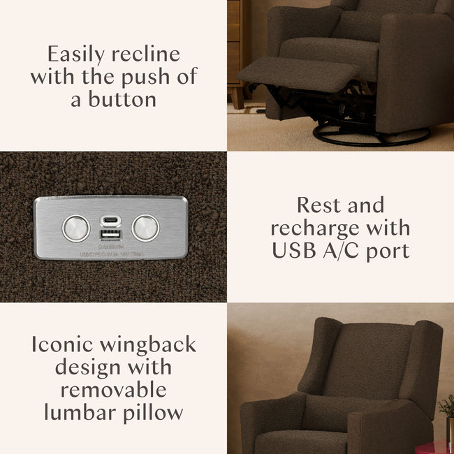 M11288PCB,Babyletto,Kiwi Glider Recliner w/ Electronic Control and USB in Performance Cocoa Boucle