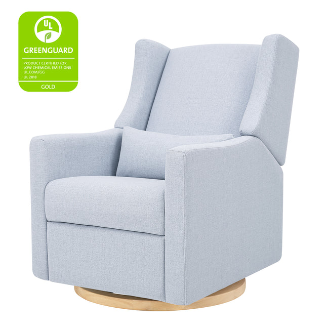 M11288PCETLB,Babyletto,Kiwi Glider Recliner w/ Electronic Control and USB in Performance Blue Chambray Eco-Twill/Light Wood