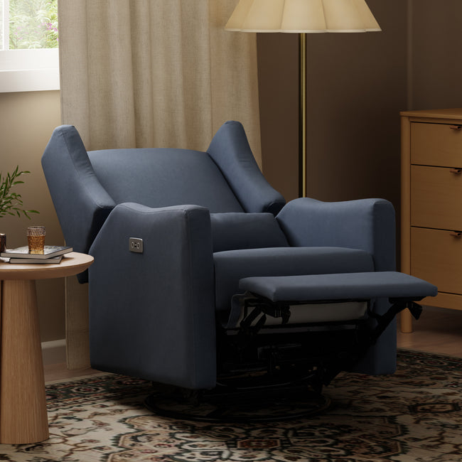 M11288PVET,Babyletto,Kiwi Glider Recliner w/ Electronic Control and USB in Performance Navy Eco-Twill