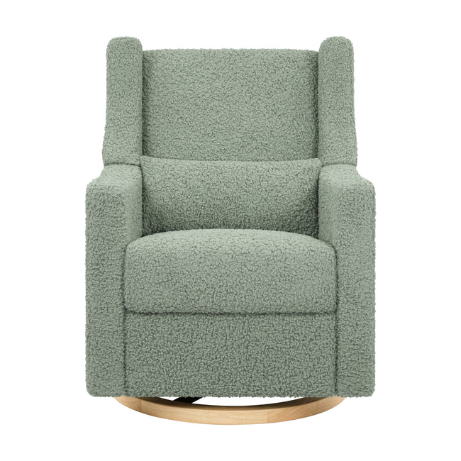 M11288STLB,Babyletto,Kiwi Glider Recliner w/ Electronic Control and USB in Sage Teddy Loop w/ Light Wood Base