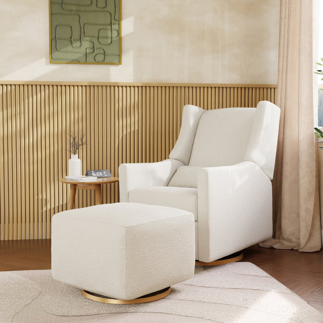 M11288WBG,Babyletto,Kiwi Glider Recliner w/ Electronic Control and USB in Ivory Boucle w/Gold Base