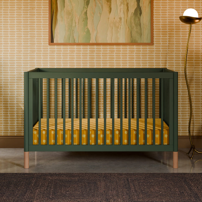 M12901FRGRBE,Babyletto,Gelato 4-in-1 Convertible Crib w/Toddler Bed Kit in Forest Green/Blonde Feet