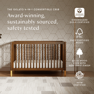 M12901NLGLD,Babyletto,Gelato 4-in-1 Convertible Crib w/Toddler Conversion Kit in Natural Walnut Gold Ft