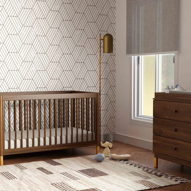M12901NLGLD,Babyletto,Gelato 4-in-1 Convertible Crib w/Toddler Conversion Kit in Natural Walnut Gold Ft