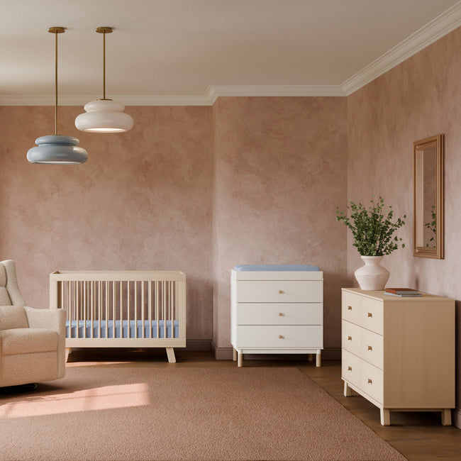 M12923WNX,Babyletto,Gelato 3-Drawer Changer Dresser  Washed Natural Ft w/Removable Changing Tray in White