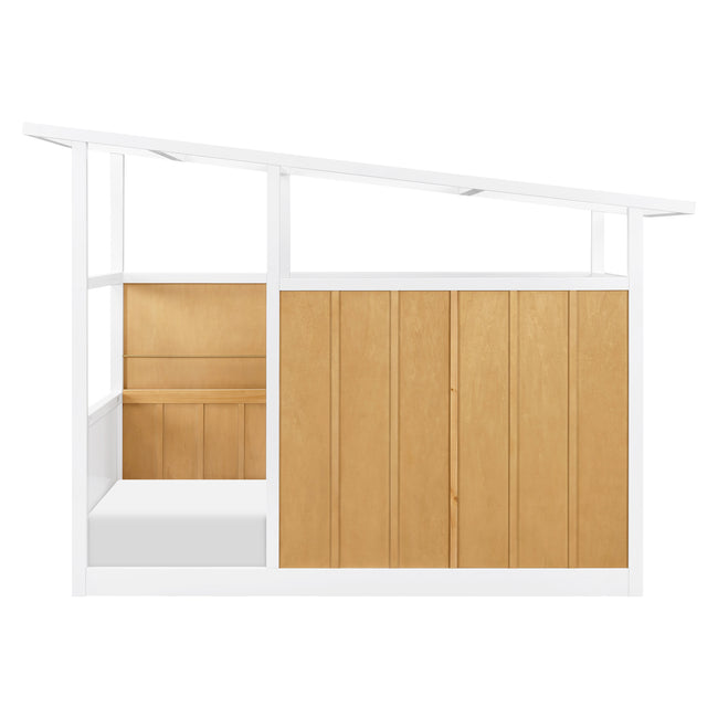 M15976HYW,Babyletto Kids,Palma Mid-Century House Twin Bed in Honey and White