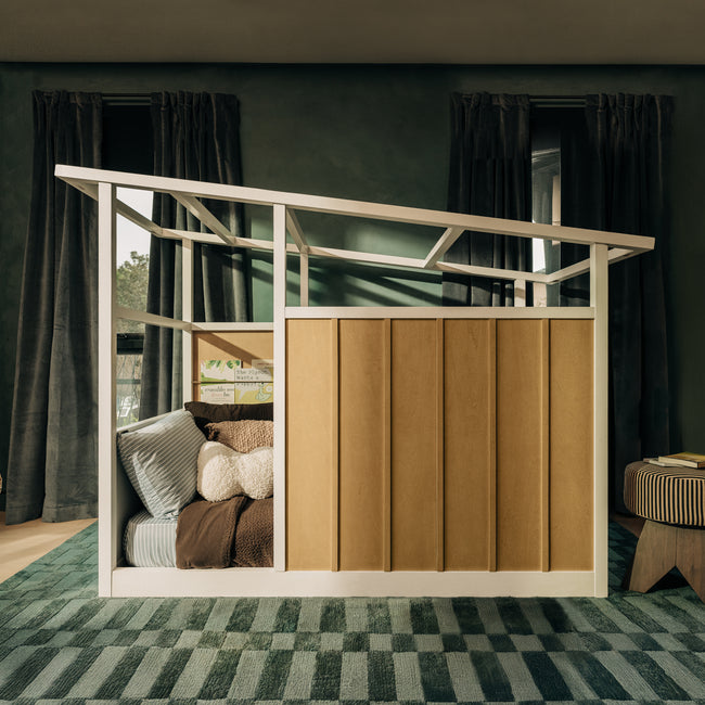 M15976HYW,Babyletto Kids,Palma Mid-Century House Twin Bed in Honey and White