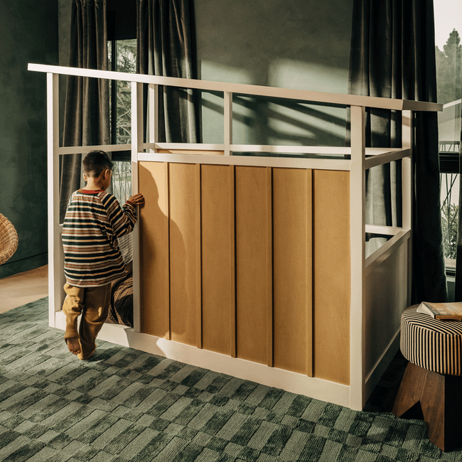 M15976HYW,Babyletto Kids,Palma Mid-Century House Twin Bed in Honey and White