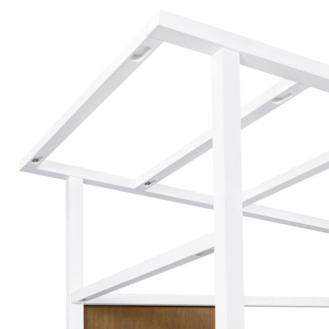 M15976NLW,Babyletto Kids,Palma Mid-Century House Twin Bed in Natural Walnut and White
