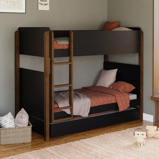 M18494BNL,Babyletto Kids,TipToe Bunk Bed in Black and Natural Walnut
