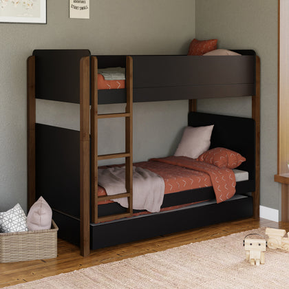 M18494BNL,Babyletto Kids,TipToe Bunk Bed in Black and Natural Walnut