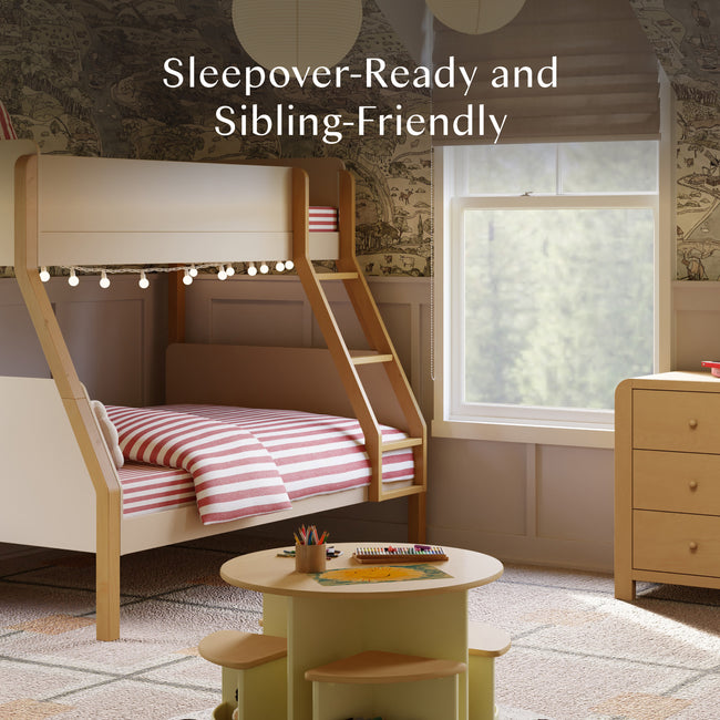 M18495TPEHY,Babyletto Kids,TipToe Twin-Over-Full Bunk Bed in Taupe and Honey