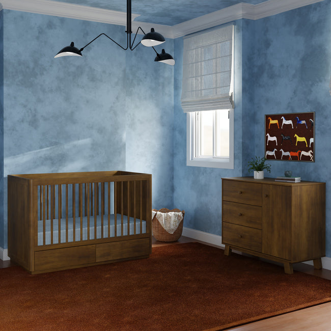 M21601NL,Babyletto,Bento 3-in-1 Convertible Storage Crib w/Toddler Bed Conversion Kit in Natural Walnut