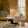 M23082ATLB,Babyletto,Sigi Pro Power Glider Recliner w/ Power Lumbar in Almond Teddy Loop w/Light Wood Base