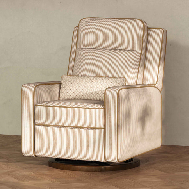 M23082BSCTB,Babyletto,Nate Berkus x Babyletto Sigi Pro Power Recliner in Perf Bronze Stripe Eco-Crossweave w/Toffee Base