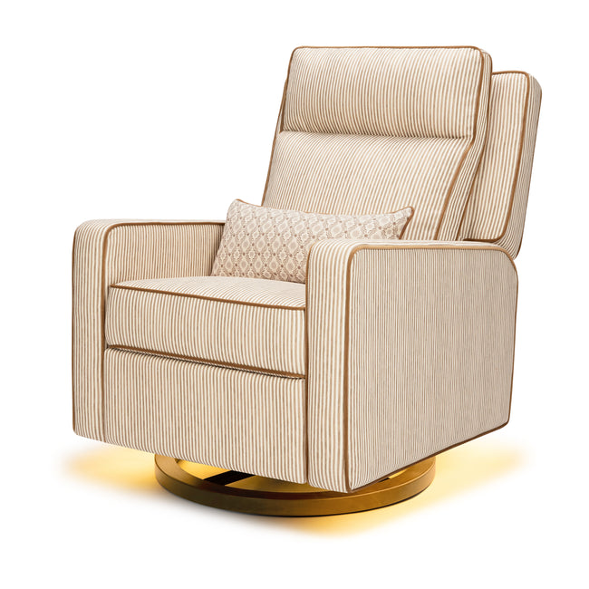 M23082BSCTB,Babyletto,Nate Berkus x Babyletto Sigi Pro Power Recliner in Perf Bronze Stripe Eco-Crossweave w/Toffee Base