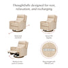M23082BSCTB,Babyletto,Nate Berkus x Babyletto Sigi Pro Power Recliner in Perf Bronze Stripe Eco-Crossweave w/Toffee Base