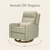 M23082OSCTB,Babyletto,Nate Berkus x Babyletto Sigi Pro Power Recliner in Perf Olive Stripe Eco-Crossweave w/Toffee Base