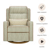 M23082OSCTB,Babyletto,Nate Berkus x Babyletto Sigi Pro Power Recliner in Perf Olive Stripe Eco-Crossweave w/Toffee Base