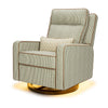 M23082OSCTB,Babyletto,Nate Berkus x Babyletto Sigi Pro Power Recliner in Perf Olive Stripe Eco-Crossweave w/Toffee Base