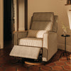 M23082OSCTB,Babyletto,Nate Berkus x Babyletto Sigi Pro Power Recliner in Perf Olive Stripe Eco-Crossweave w/Toffee Base