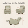 M23082OSCTB,Babyletto,Nate Berkus x Babyletto Sigi Pro Power Recliner in Perf Olive Stripe Eco-Crossweave w/Toffee Base