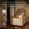 M23082OSCTB,Babyletto,Nate Berkus x Babyletto Sigi Pro Power Recliner in Perf Olive Stripe Eco-Crossweave w/Toffee Base