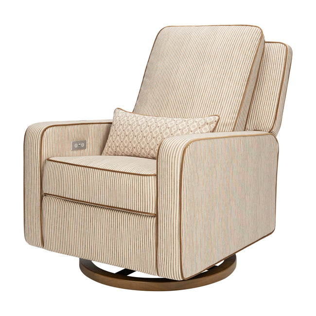 M23085BSCTB,Babyletto,Nate Berkus x Babyletto Sigi Power Recliner in Perf Bronze Stripe Eco-Crossweave w/Toffee Base