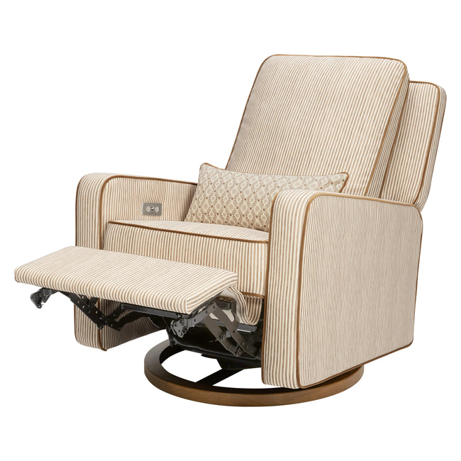M23085BSCTB,Babyletto,Nate Berkus x Babyletto Sigi Power Recliner in Perf Bronze Stripe Eco-Crossweave w/Toffee Base