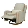 M23085OSCTB,Babyletto,Nate Berkus x Babyletto Sigi Power Recliner in Perf Olive Stripe Eco-Crossweave w/Toffee Base