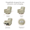 M23085OSCTB,Babyletto,Nate Berkus x Babyletto Sigi Power Recliner in Perf Olive Stripe Eco-Crossweave w/Toffee Base