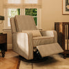 M23085OSCTB,Babyletto,Nate Berkus x Babyletto Sigi Power Recliner in Perf Olive Stripe Eco-Crossweave w/Toffee Base