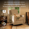 M23085OSCTB,Babyletto,Nate Berkus x Babyletto Sigi Power Recliner in Perf Olive Stripe Eco-Crossweave w/Toffee Base