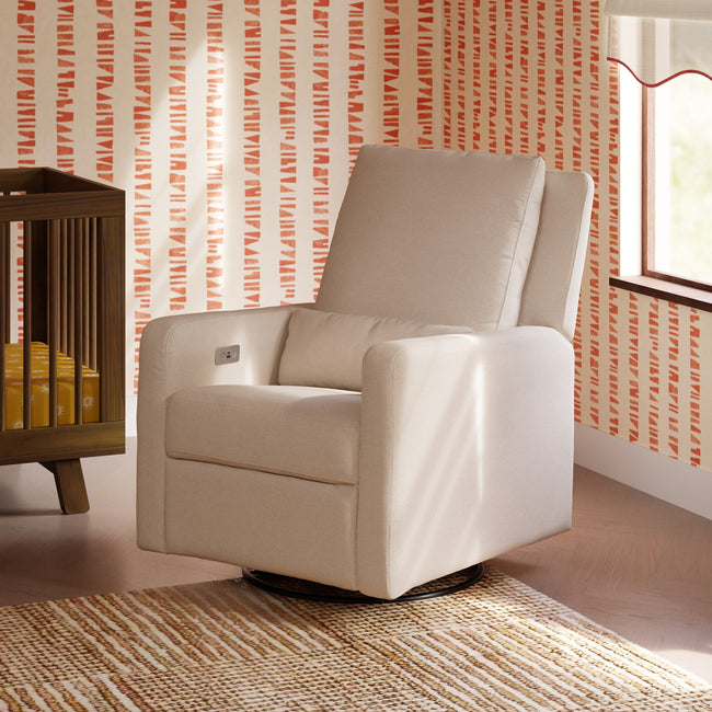 M23085PBEW,Babyletto,Sigi Glider Recliner w/ Electronic Control and USB in Performance Beach Eco-Weave