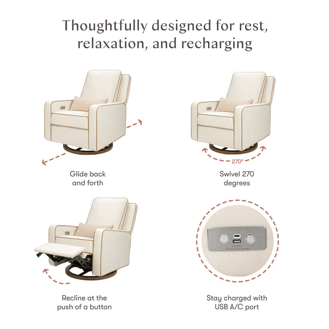 M23085PCMTB,Babyletto,Nate Berkus x Babyletto Sigi Power Recliner in Performance Cream Linen w/ Toffee Base
