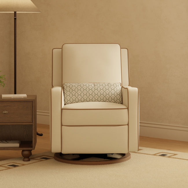 M23085PCMTB,Babyletto,Nate Berkus x Babyletto Sigi Power Recliner in Performance Cream Linen w/ Toffee Base