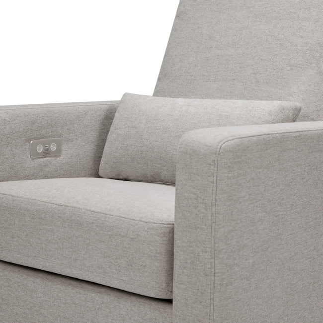 M23085PGEWLB,Babyletto,Sigi Glider Recliner w/ Electronic Control and USB in Performance Grey Eco-Weave w/Light Wood Base