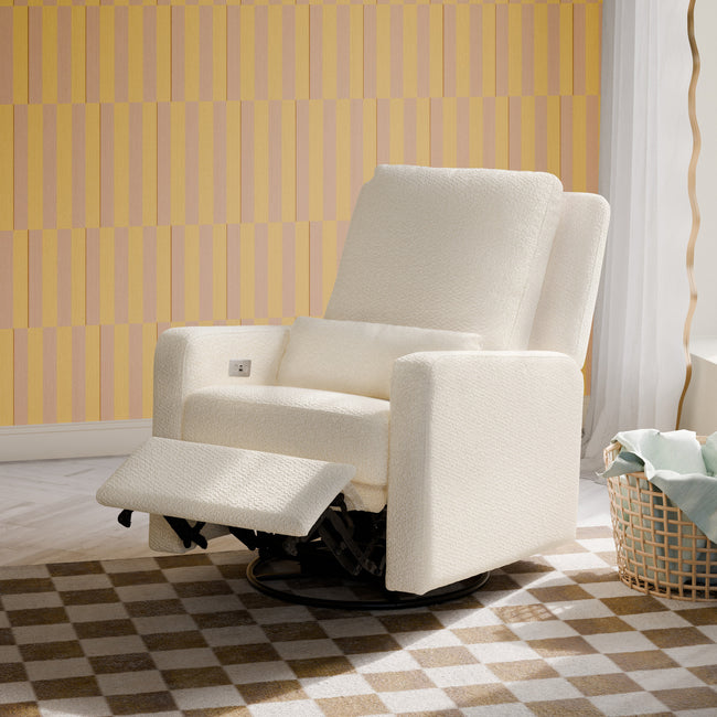 M23085PWB,Babyletto,Sigi Glider Recliner w/ Electronic Control and USB in Performance Ivory Boucle
