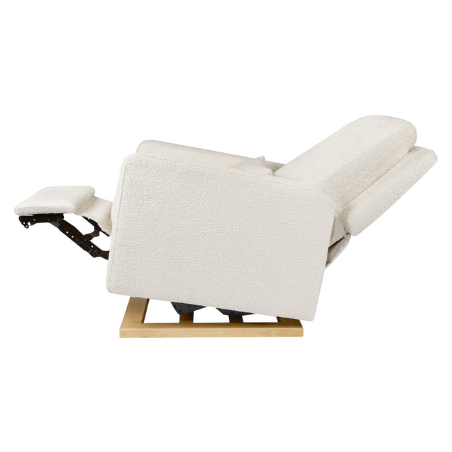 M23085WBLB,Babyletto,Sigi Glider Recliner w/ Electronic Control and USB in Ivory Boucle w/Light Wood Base