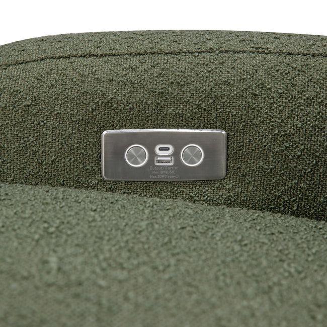 M23188OBLB,Babyletto,Nami Glider Recliner w/ Electronic Control and USB in Olive Boucle w/Light Wood Base
