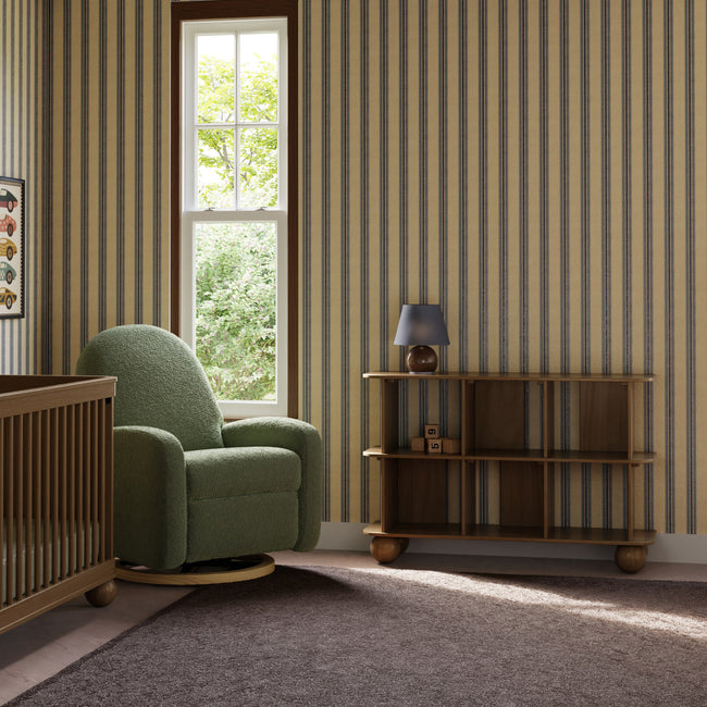 M23188OBLB,Babyletto,Nami Glider Recliner w/ Electronic Control and USB in Olive Boucle w/Light Wood Base