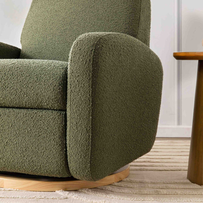 M23188OBLB,Babyletto,Nami Glider Recliner w/ Electronic Control and USB in Olive Boucle w/Light Wood Base