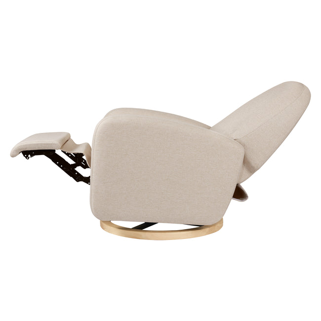 M23188PBEWLB,Babyletto,Nami Glider Recliner w/ Electronic Control and USB in Performance Beach Eco-Weave w/ Light Wood Base
