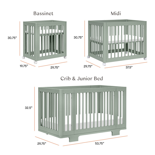 M23401LS,Babyletto,Yuzu 8-in-1 Convertible Crib w/All-Stages Conversion Kits in Light Sage