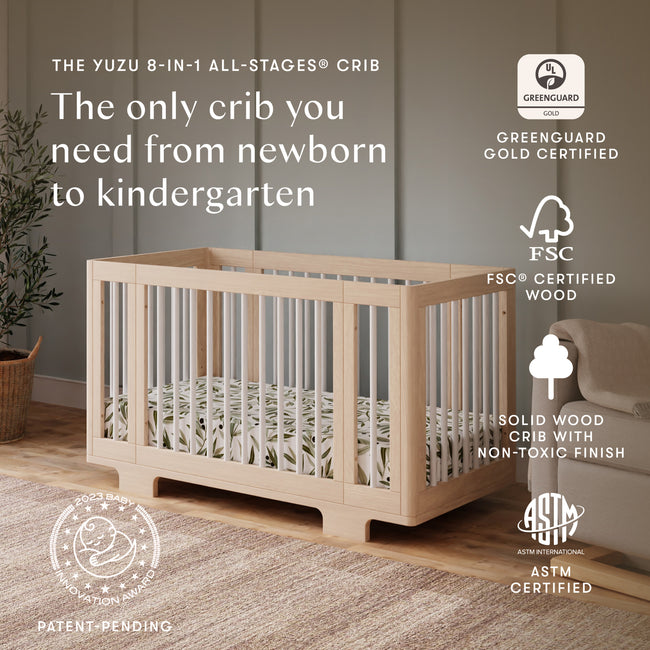 M23401NXW,Babyletto,Yuzu 8-in-1 Convertible Crib w/All-Stages Conversion in Washed Natural/White