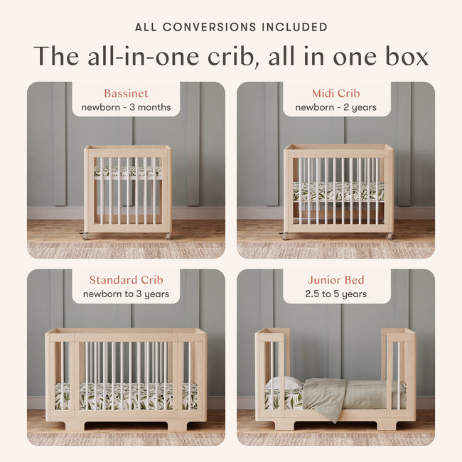 M23401NXW,Babyletto,Yuzu 8-in-1 Convertible Crib w/All-Stages Conversion in Washed Natural/White